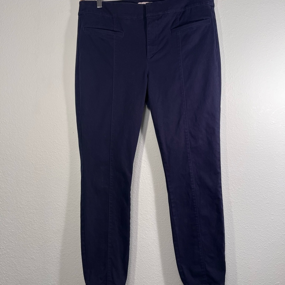 LOFT Dark Blue Trousers straight leg style pockets in front and back women’s 12 - Picture 4 of 13